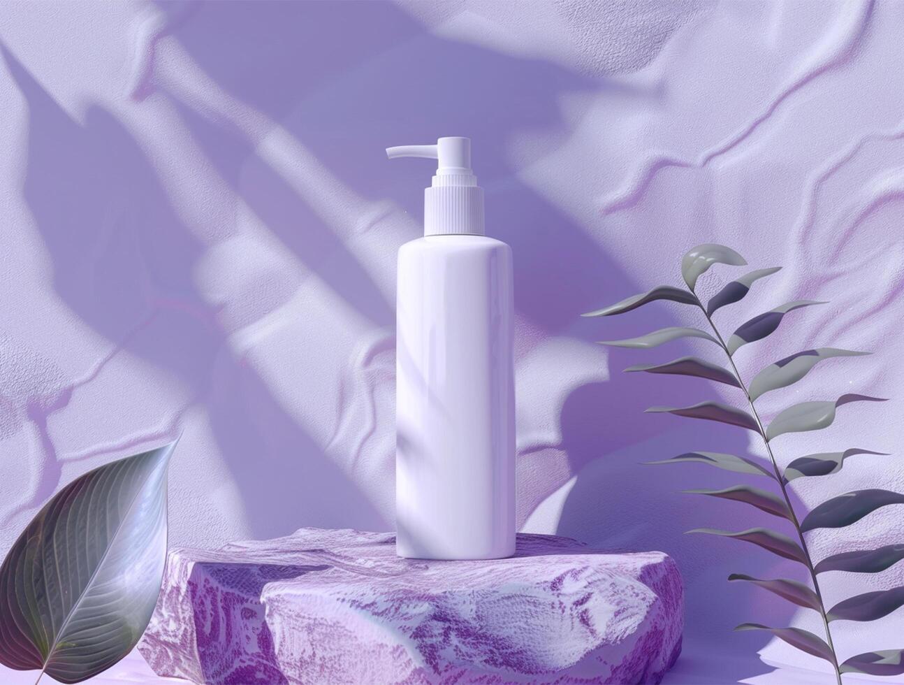 3D blank cosmetic bottle with luxury background for mockup photo