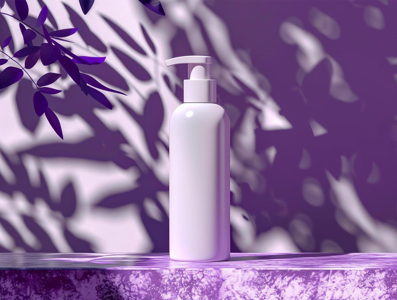 3D blank cosmetic bottle with luxury background for mockup photo