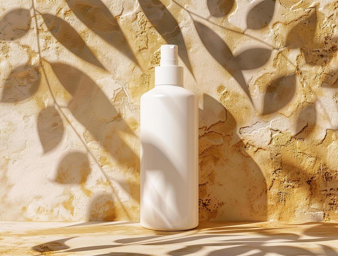 3D blank cosmetic bottle with luxury background for mockup photo