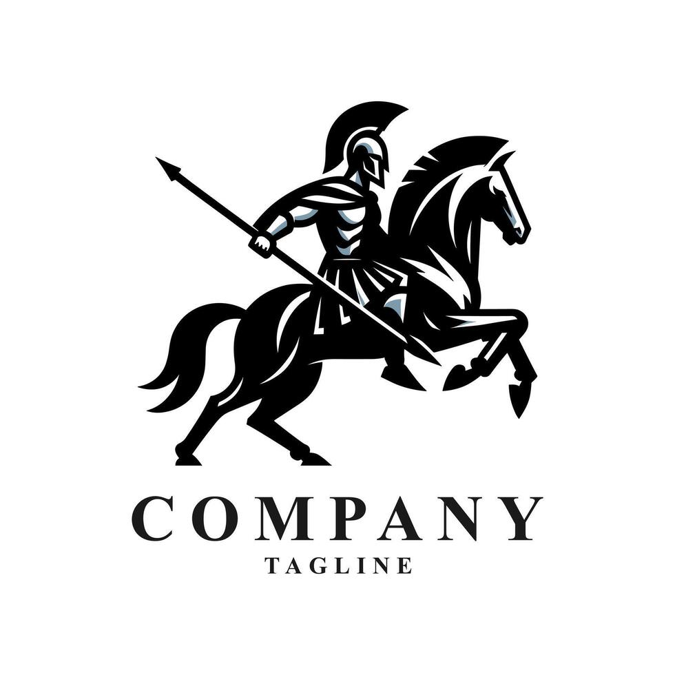 Spartan warrior logo with a classic helmet and strong design. Perfect for gyms, battle games, or motivational content. The logo conveys courage, discipline, and determination. vector