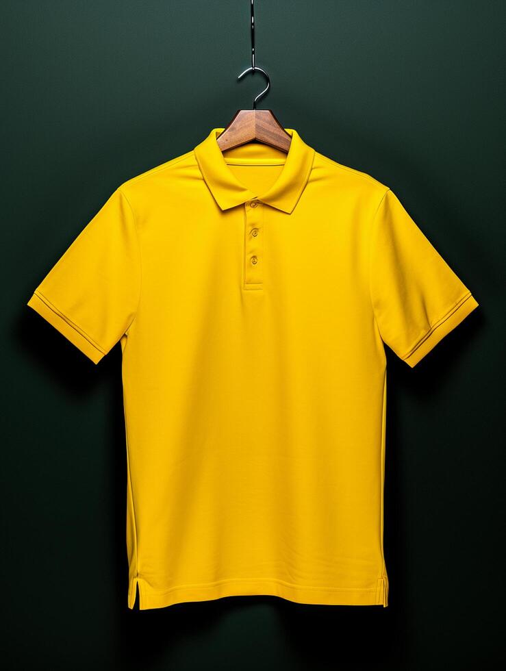 Hanging Polo tshirt with luxury background for mockup photo