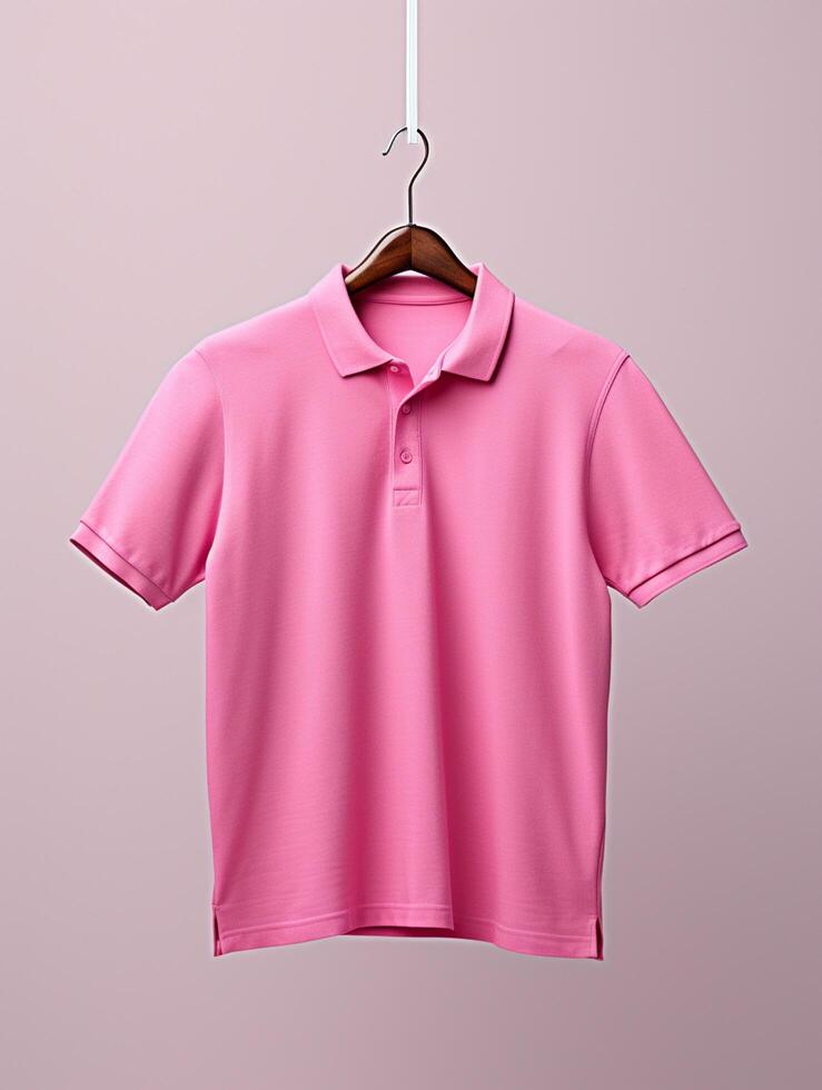 Hanging Polo tshirt with luxury background for mockup photo