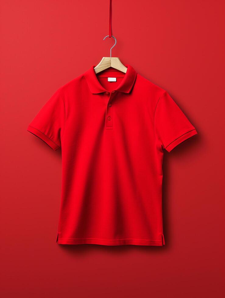 Hanging Polo tshirt with luxury background for mockup photo