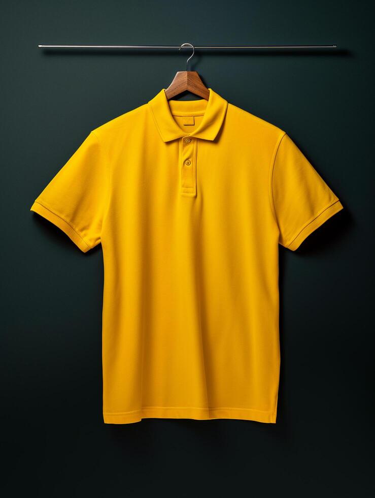 Hanging Polo tshirt with luxury background for mockup photo