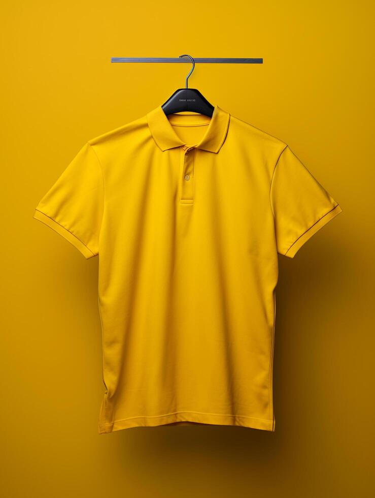 Hanging Polo tshirt with luxury background for mockup photo