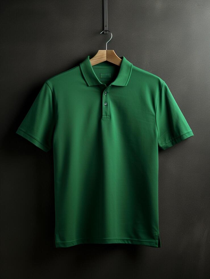 Hanging Polo tshirt with luxury background for mockup photo