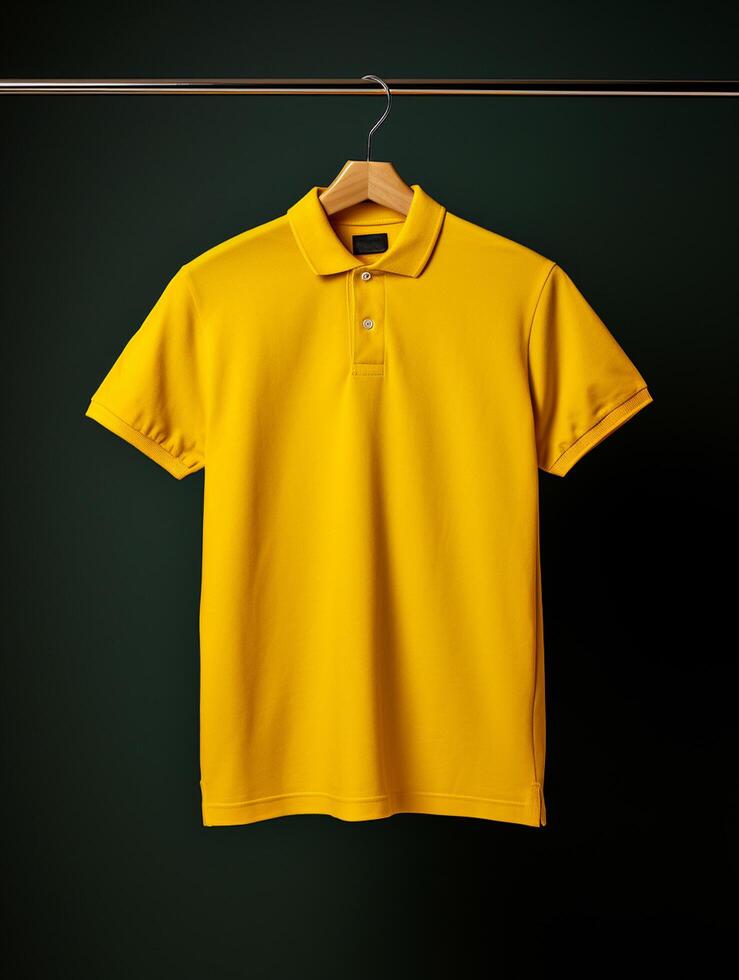 Hanging Polo tshirt with luxury background for mockup photo