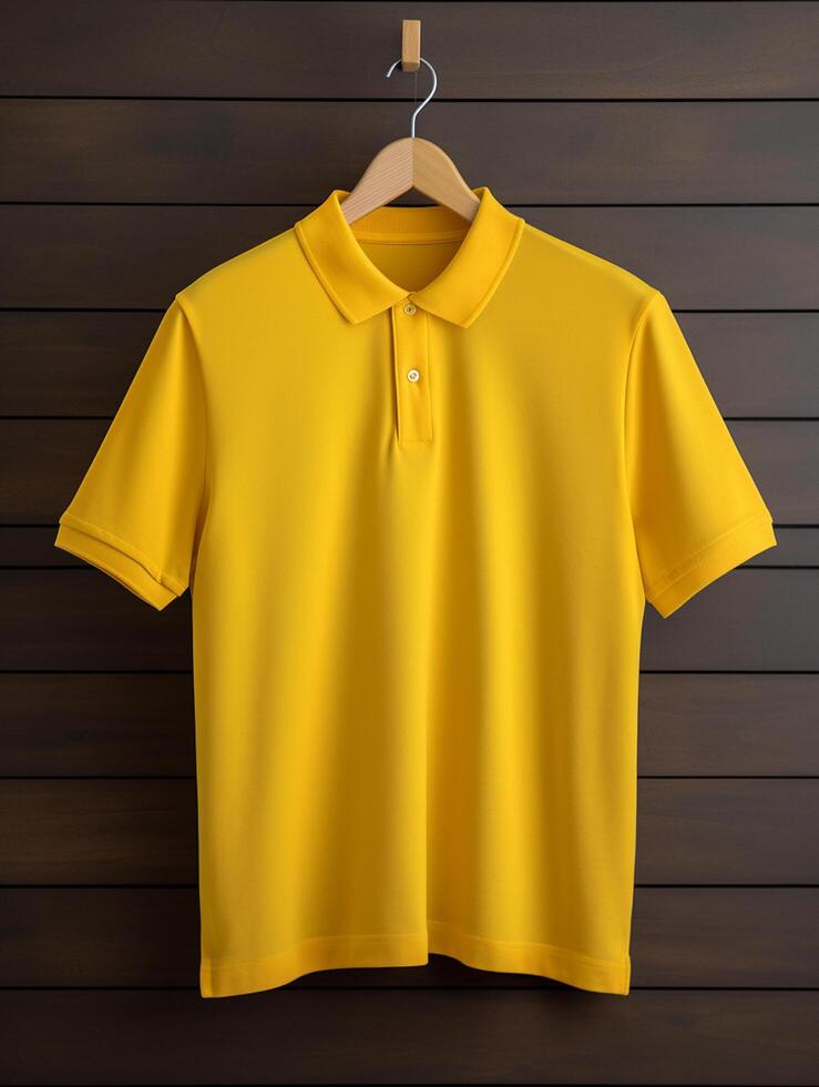 Hanging Polo tshirt with luxury background for mockup photo