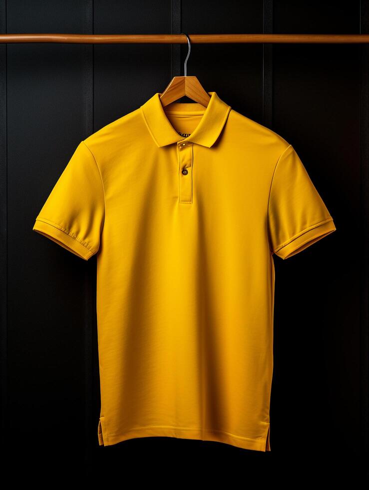 Hanging Polo tshirt with luxury background for mockup photo