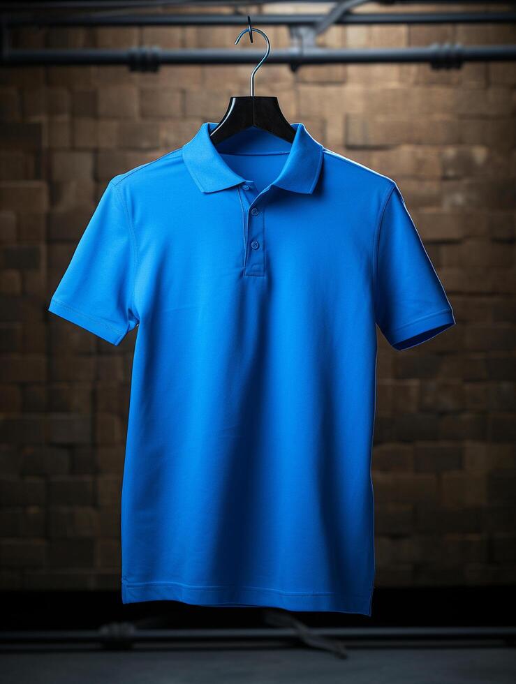 Hanging Polo tshirt with luxury background for mockup photo