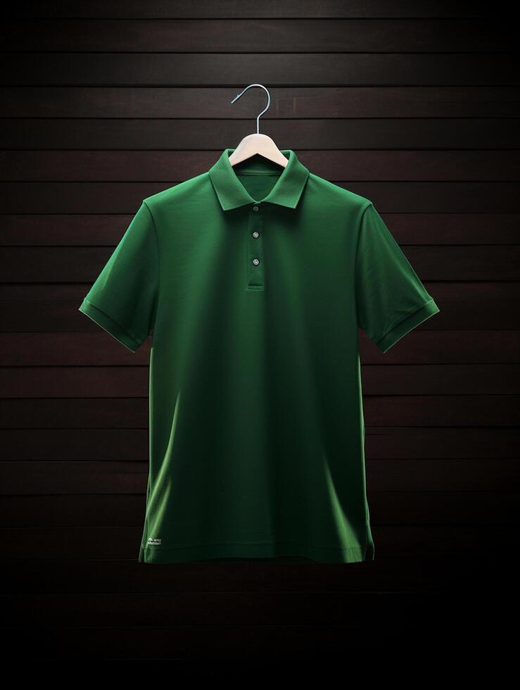 Hanging Polo tshirt with luxury background for mockup photo