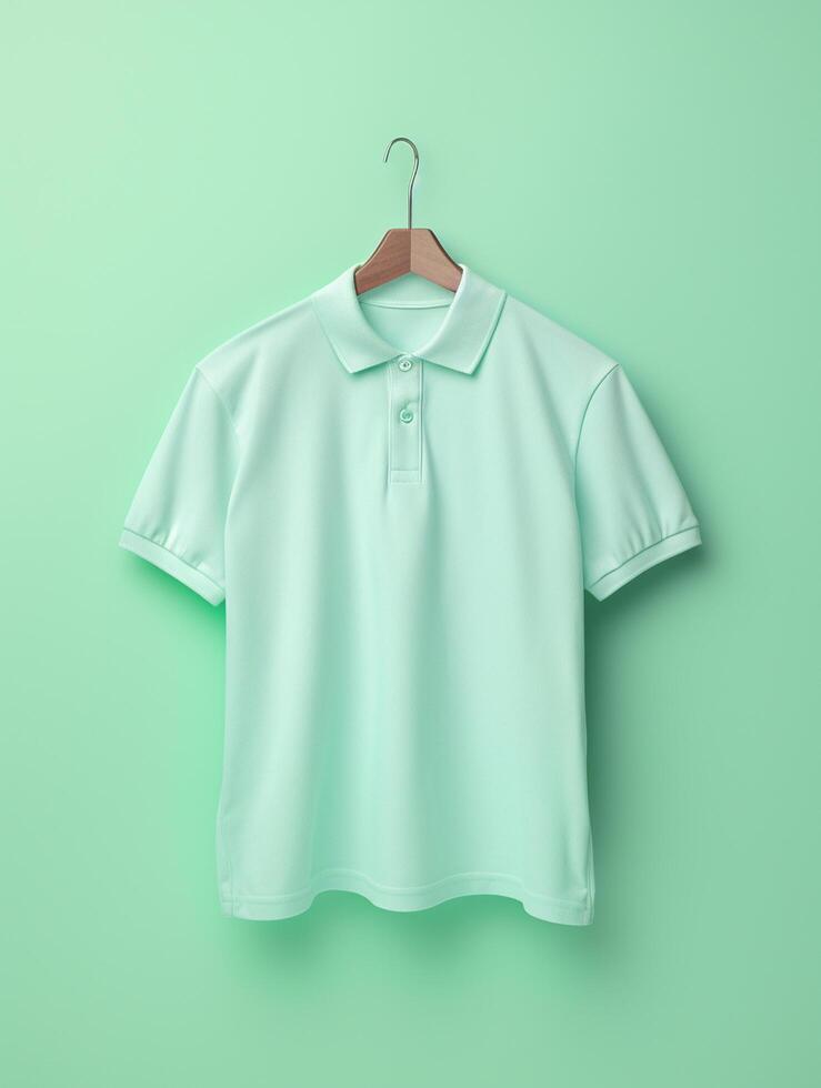 Hanging Polo tshirt with luxury background for mockup photo