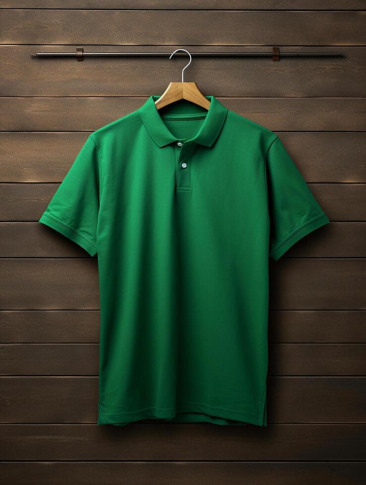 Hanging Polo tshirt with luxury background for mockup photo