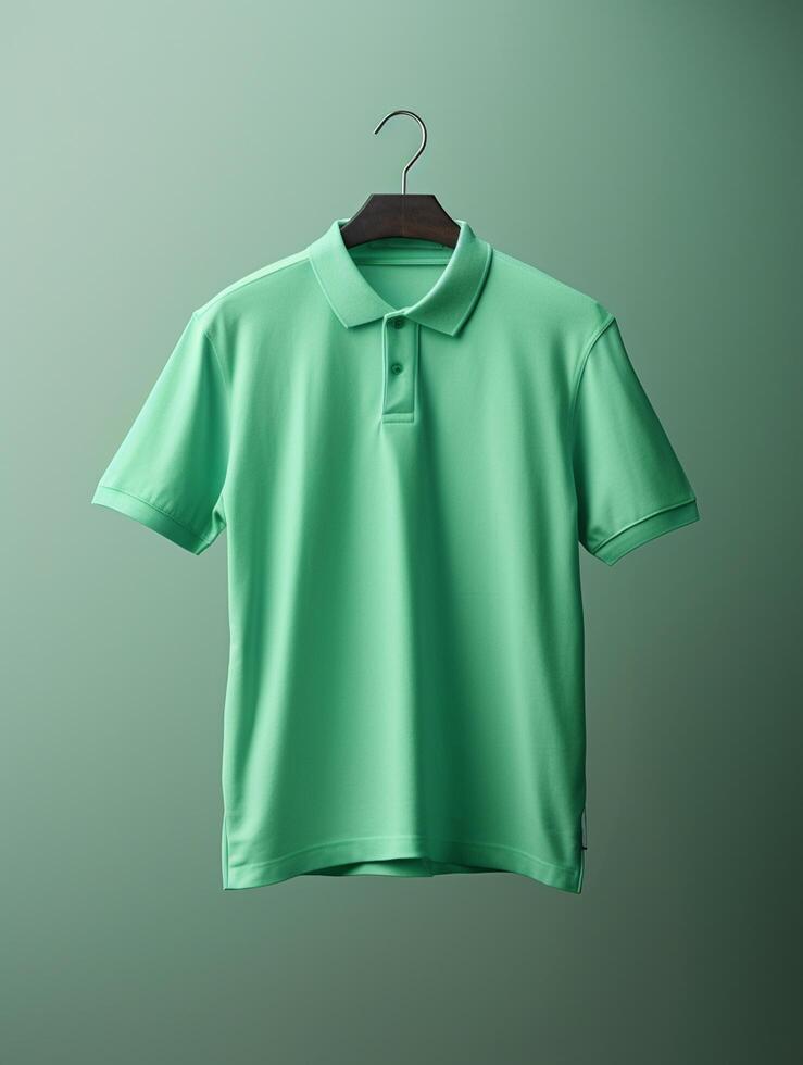 Hanging Polo tshirt with luxury background for mockup photo