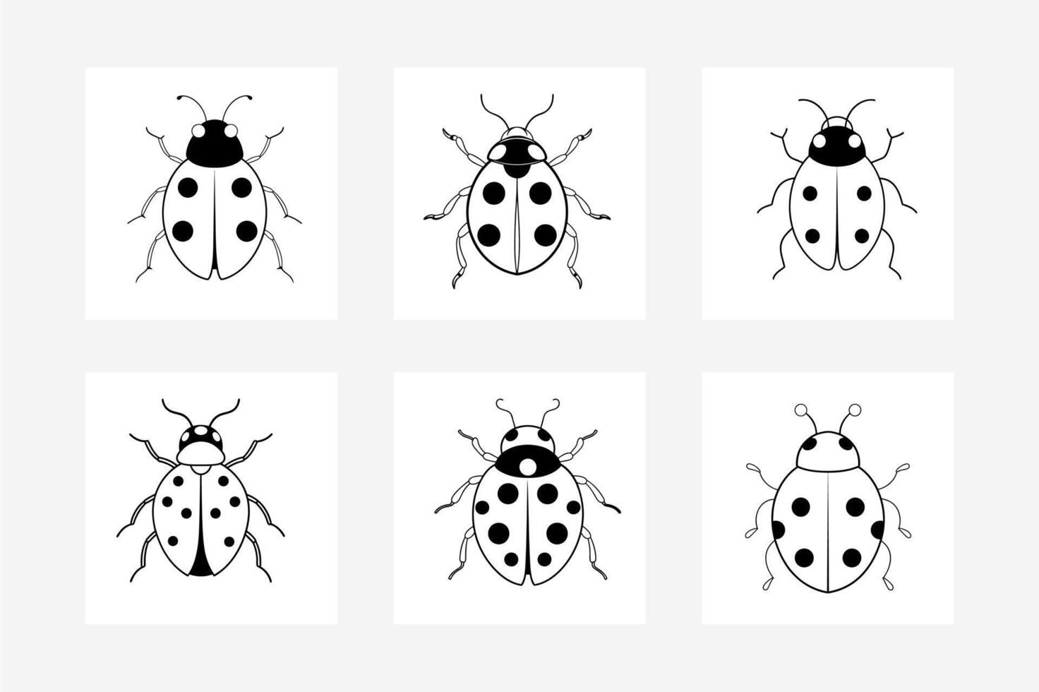 High-quality illustrations of ladybugs in various poses and styles. vector