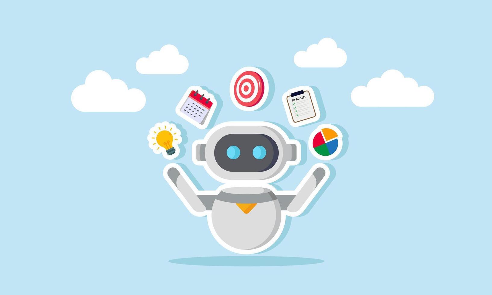 AI boosts productivity with innovative technology, enhancing work efficiency through automation and smart assistance, concept of AI robot expert help multitask or productivity vector