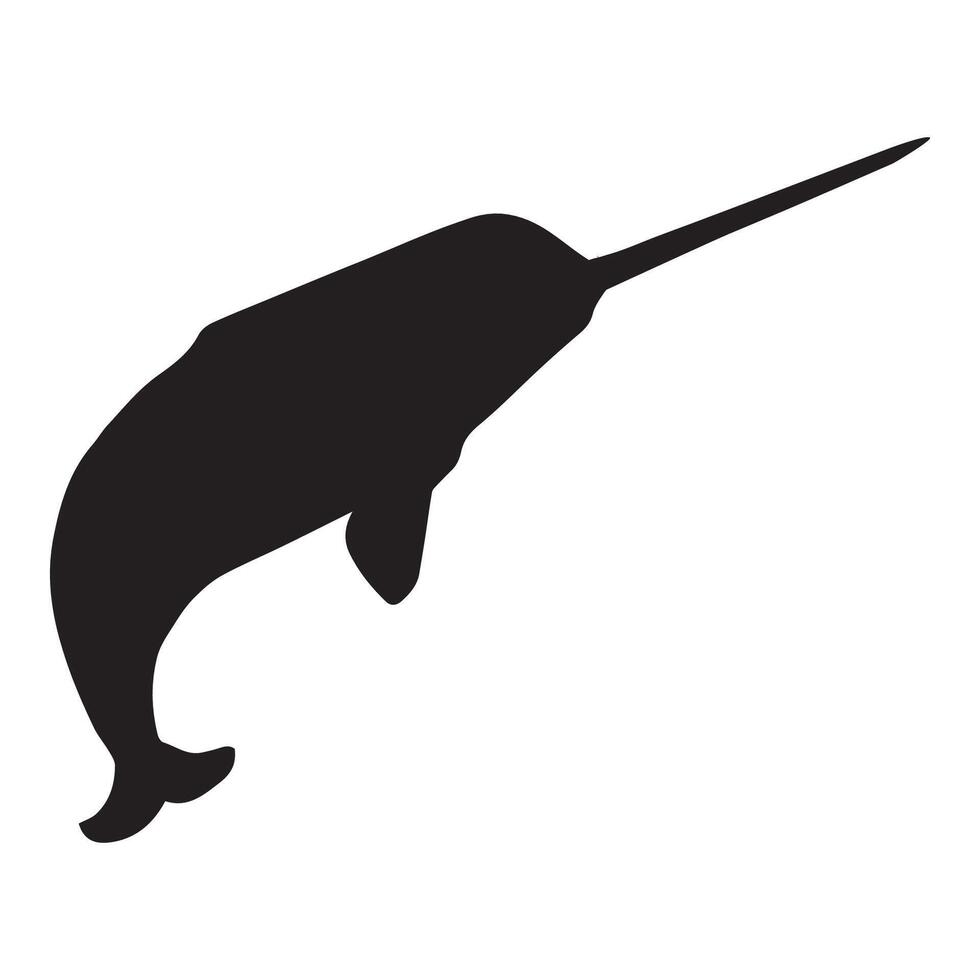 Illustration of Narwhal Silhouette vector