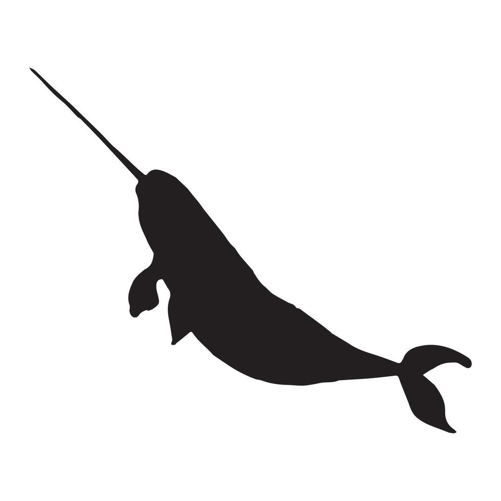 Illustration of Narwhal Silhouette vector