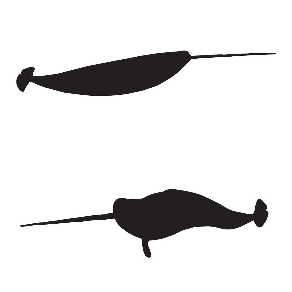 Illustration of Narwhal Silhouette vector