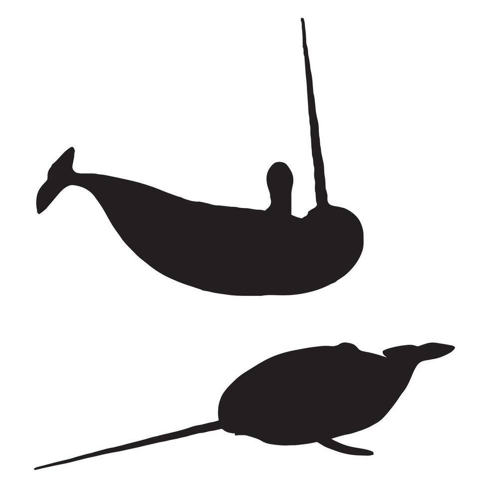 Illustration of Narwhal Silhouette vector