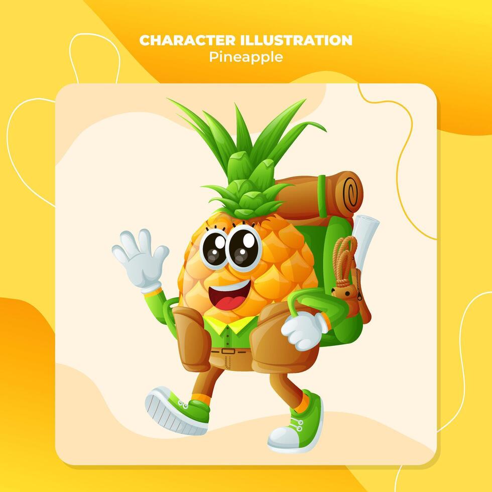 Cute pineapple character on vacation vector