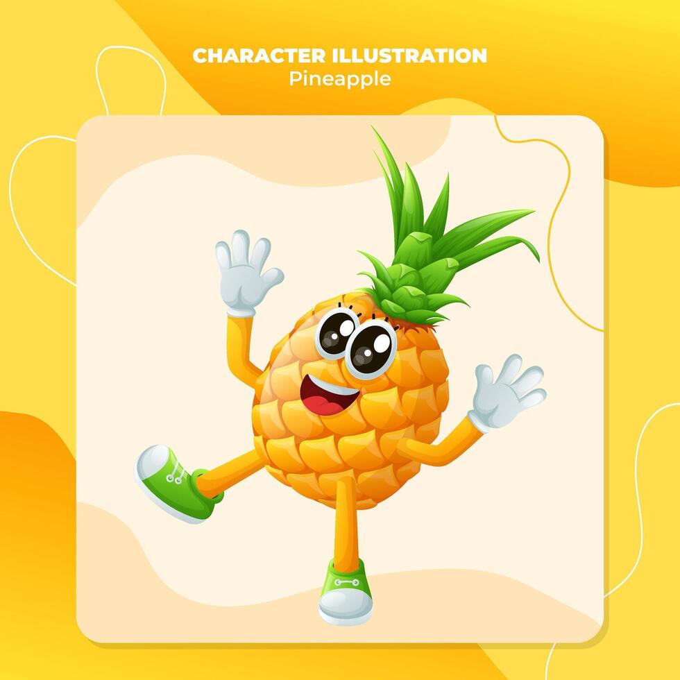 Cute pineapple character smiling with a happy expression vector