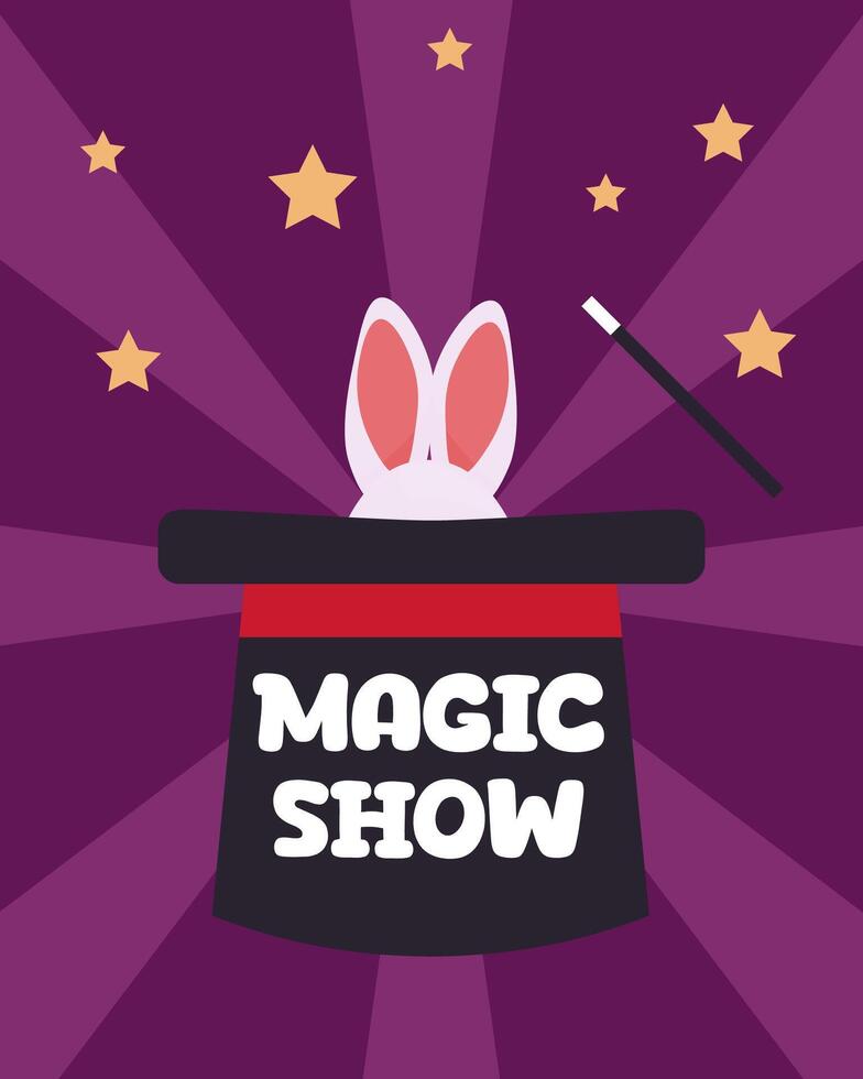 childrens magic poster. circus magic performance. flyer vector