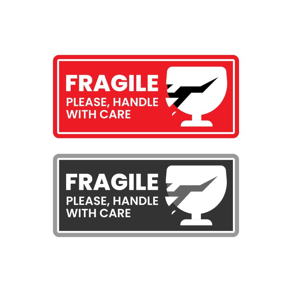 fragile handle with care concept illustration flat design logo, icon, label vector
