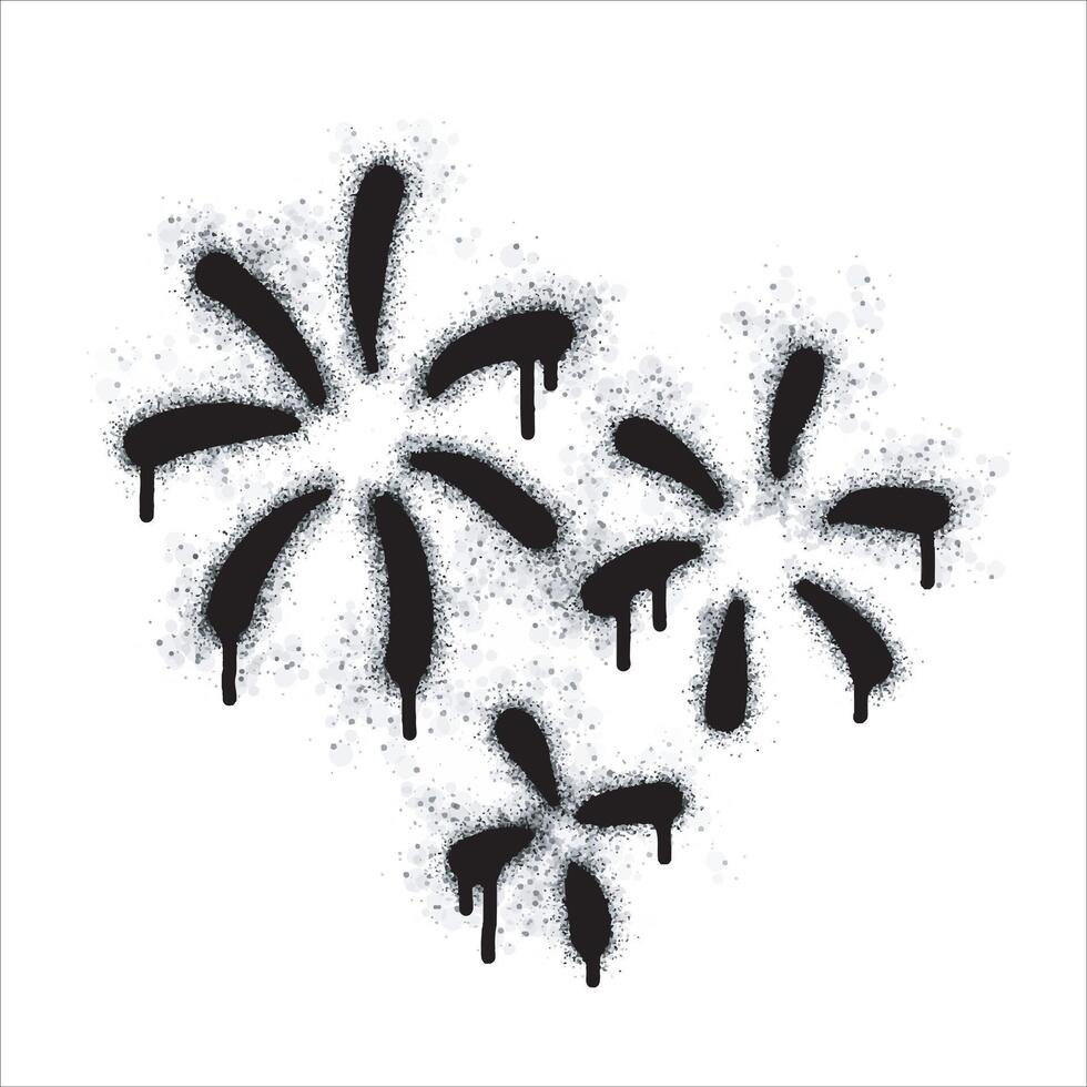 Spray firework sign with graffiti arrows painted in black on white. Symbol of love falling fireworks in the heart. isolated on white background. vector