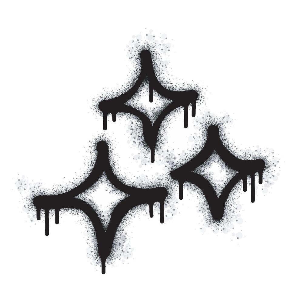 Spray Painted Graffiti stars sparkle icon icon Sprayed isolated with a white background. graffiti shining burst with over spray in black over white. vector