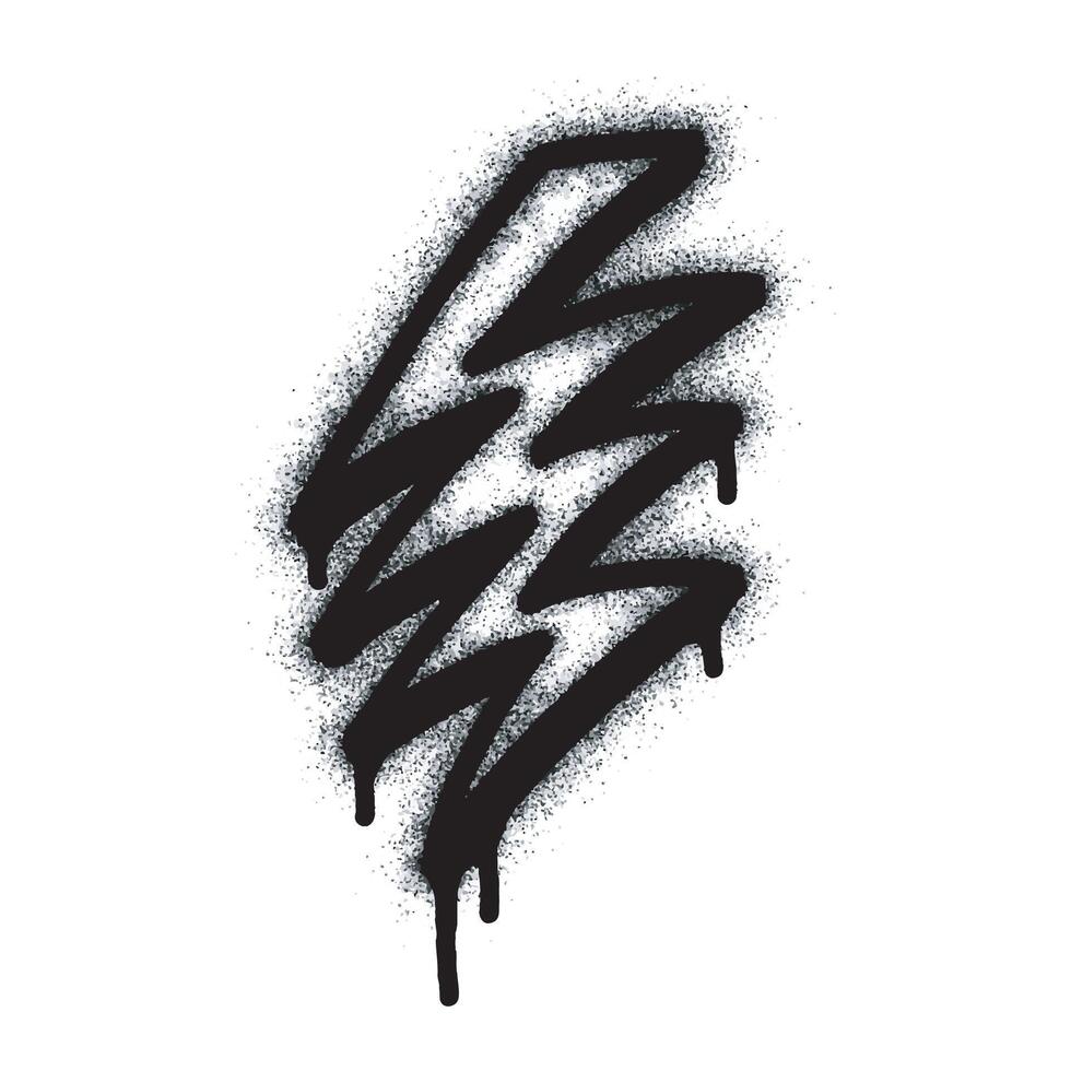 Spray Painted Graffiti electric lightning bolt symbol Sprayed isolated with a white background. graffiti electric lightning bolt icon with over spray in black over white. vector