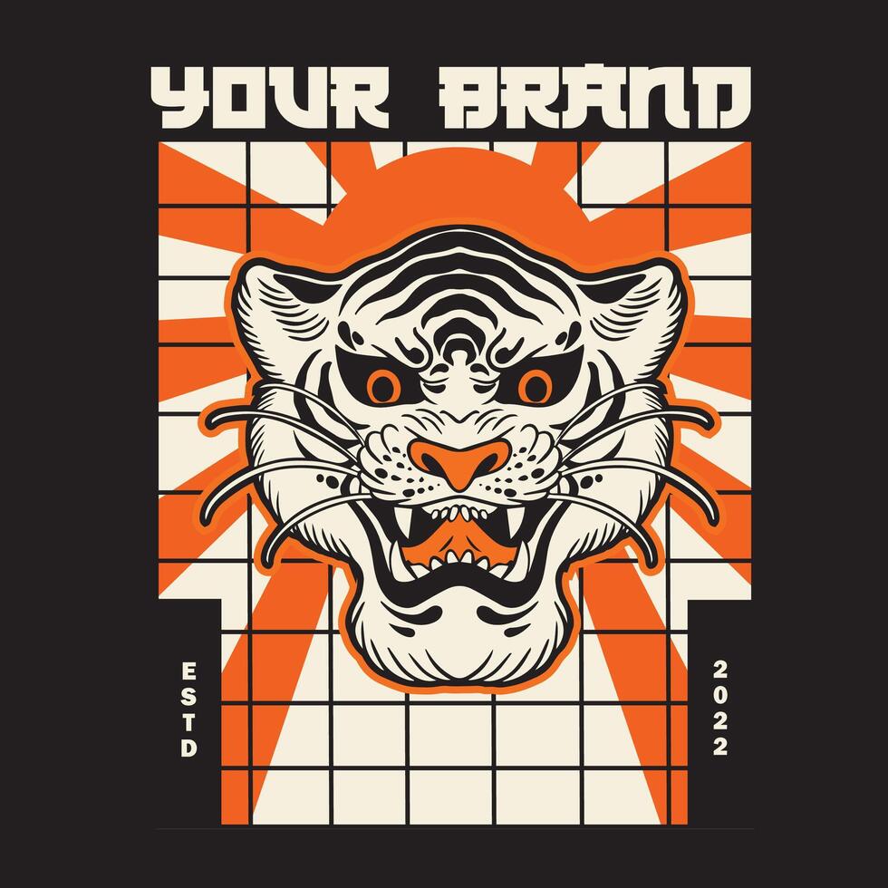 Tiger anger. illustration of a tiger head. vector