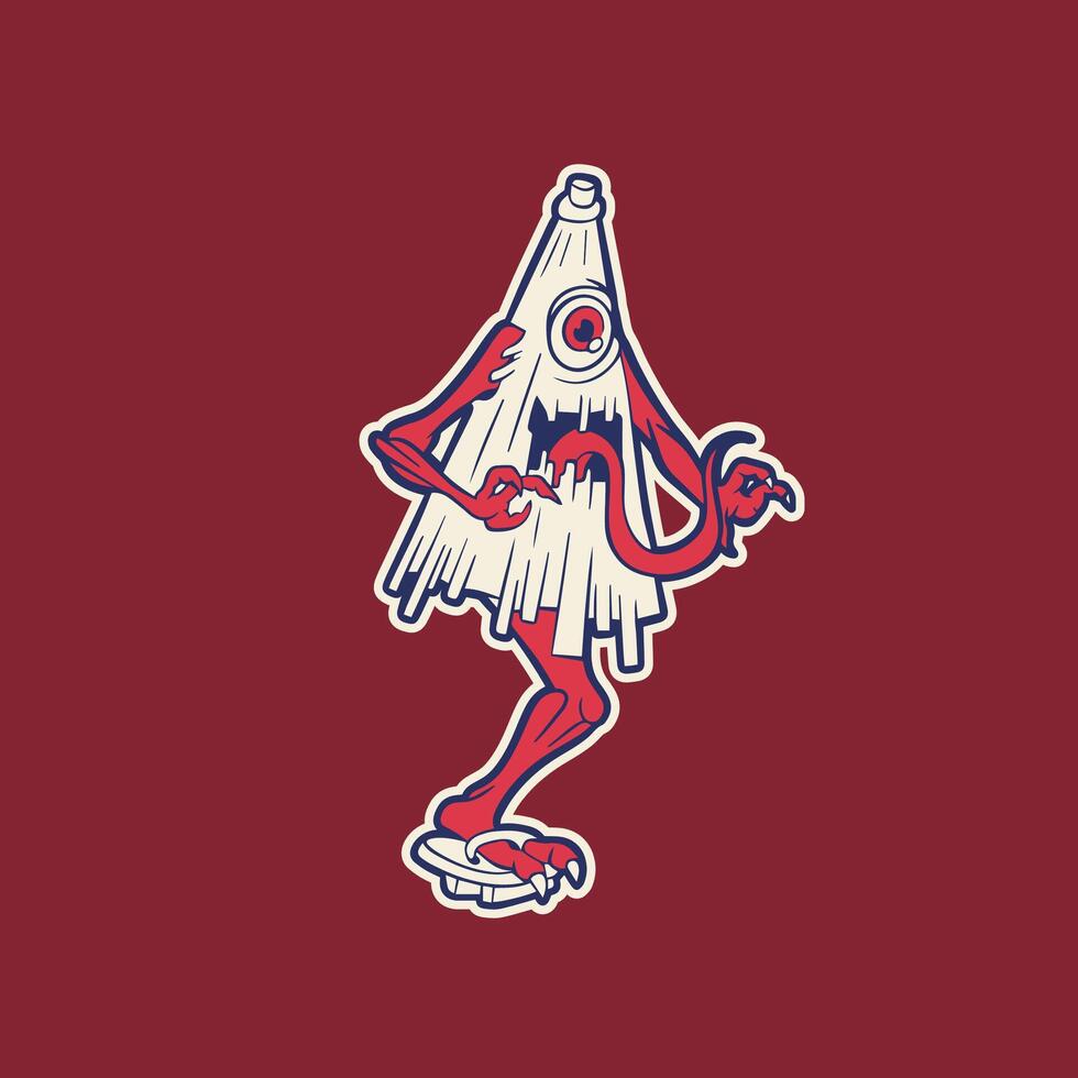 image of Japanese demon Kasa-obake. vector