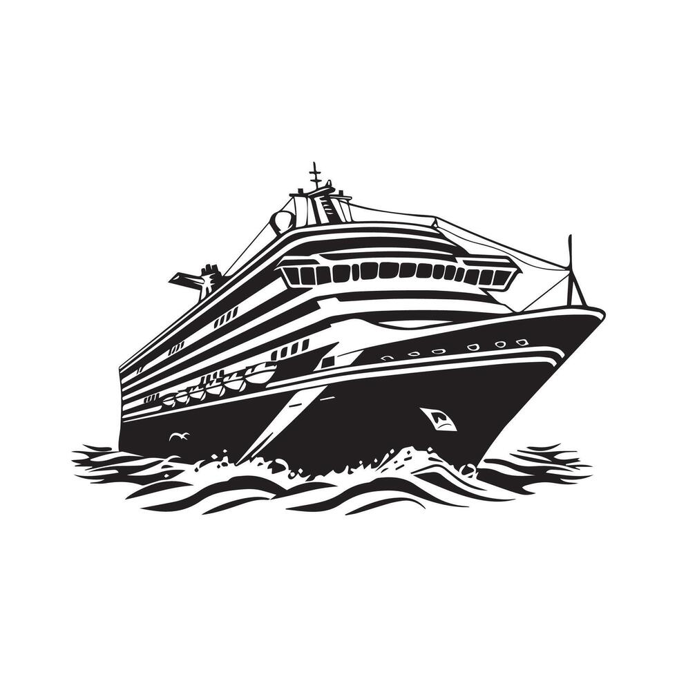 Sea cruise ship image illustration isolated on white background vector