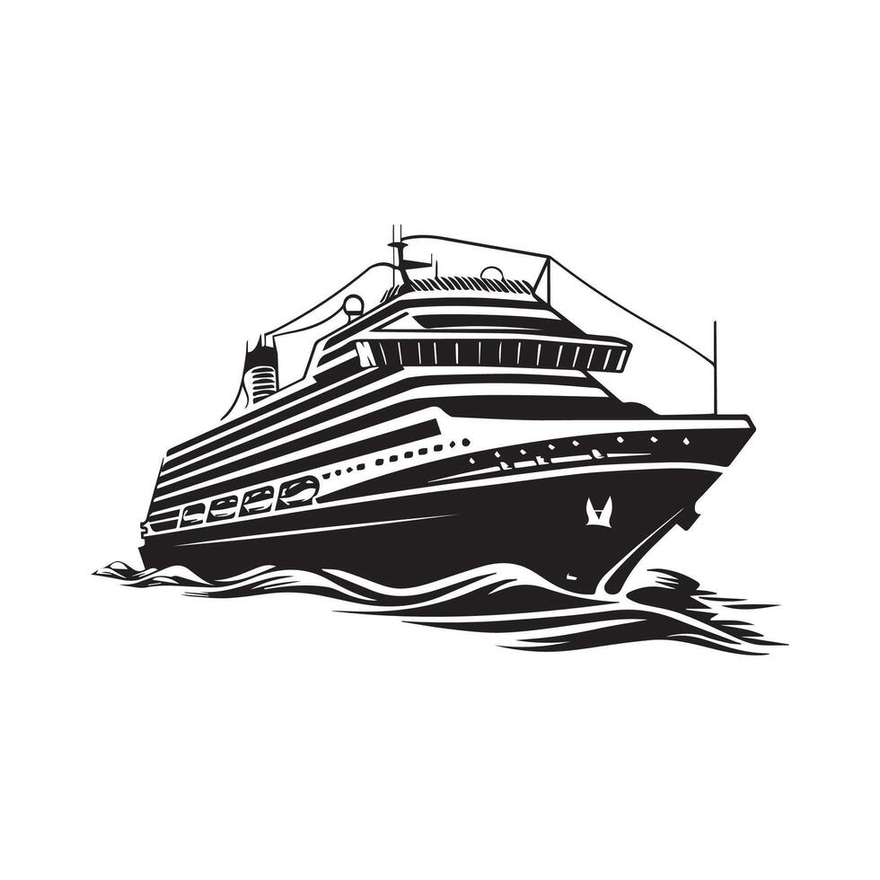 Sea cruise ship image illustration isolated on white background vector
