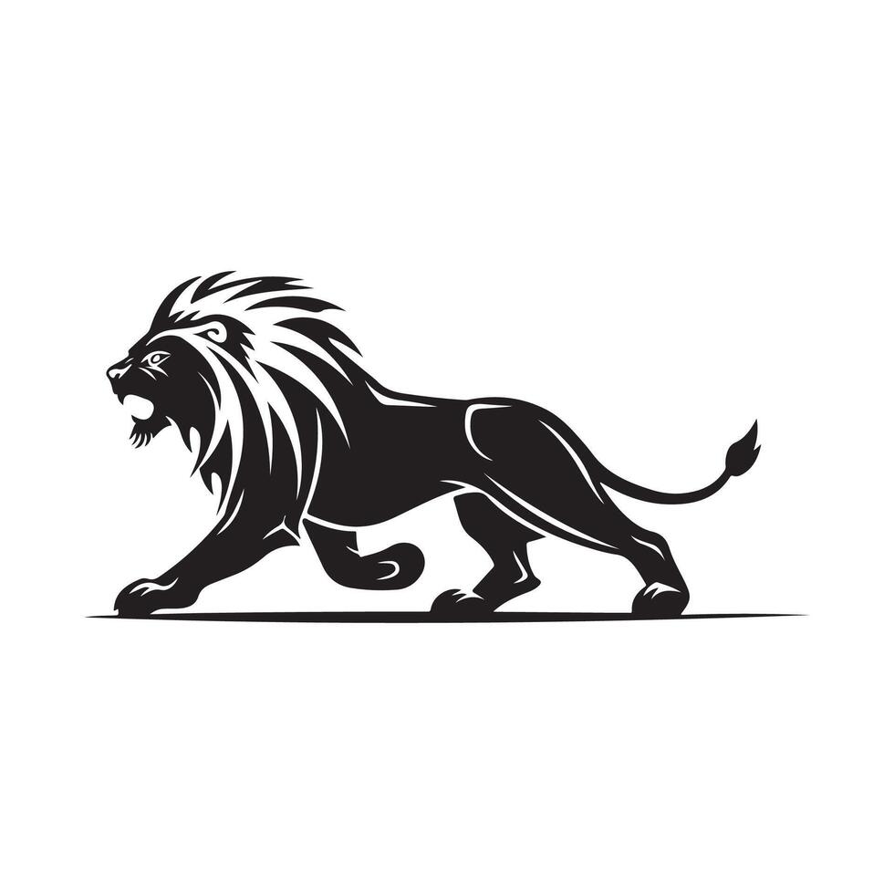 Lion logo illustration, emblem design silhouette isolated on white background vector