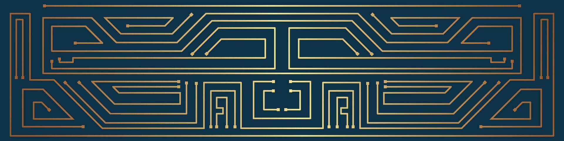 beautiful golden lines geometric shapes background electronic circuit on a dark background navy blue ram vector