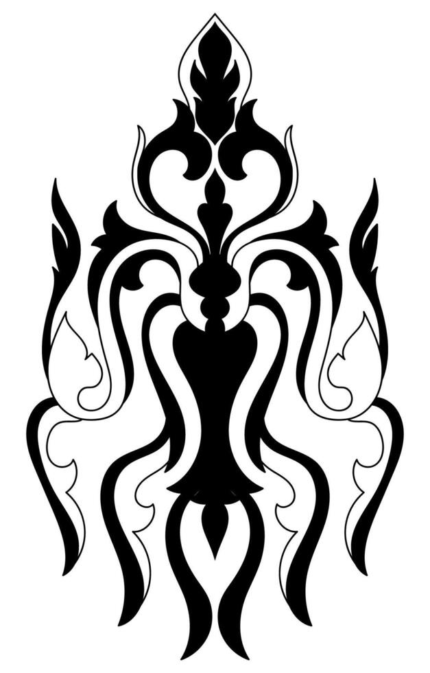 Carpet components. black stripes. rug Oriental ornament with floral motifs. Indian design element for henna tattoo, adult coloring book, greeting card, wedding invitation or spa beauty flyer. vector