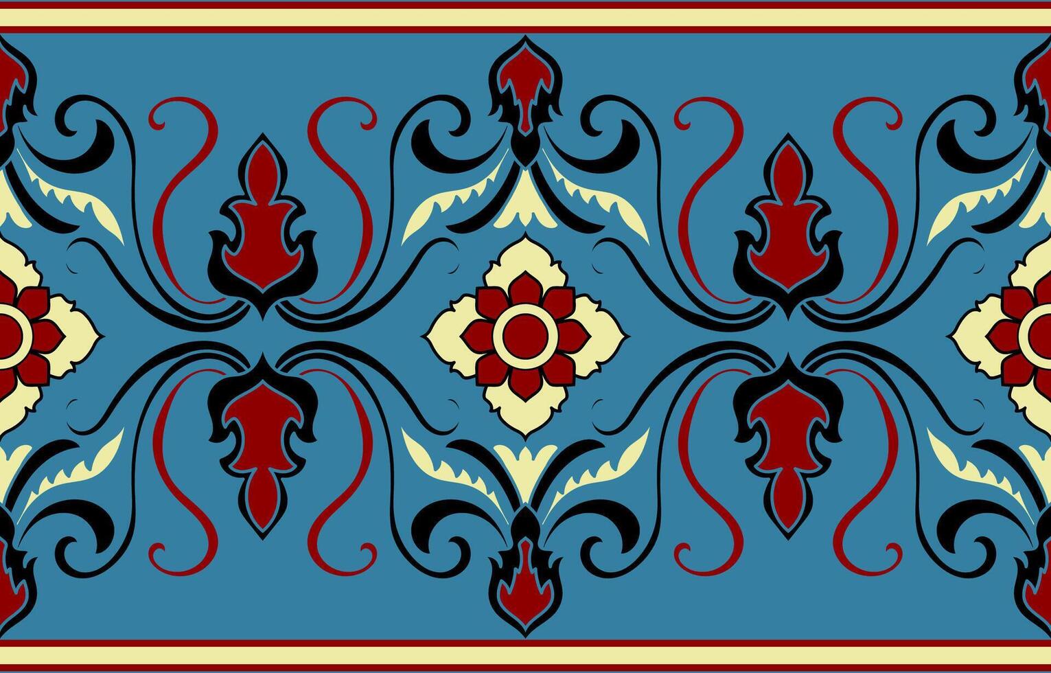 ethnic tribal pattern blue background red pattern vector