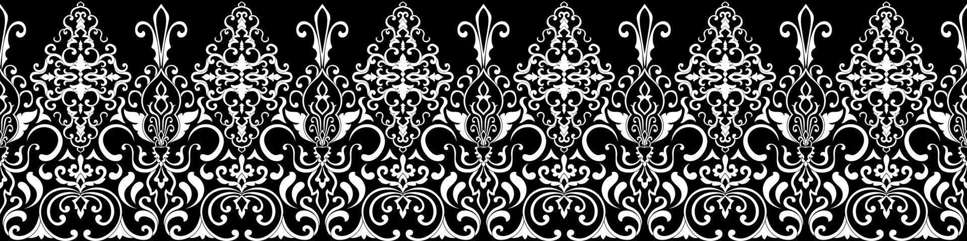 damask white lines seamless embroidered lace fabric For decorating tables, cloth edges, and black backgrounds. vector