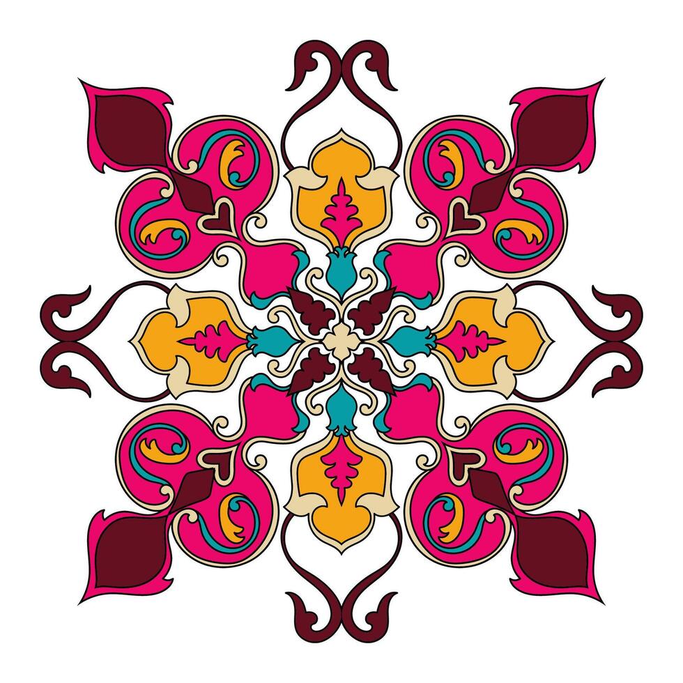Mandala colorful abstract flowers Carpet elements and decorated with fabric patterns vector