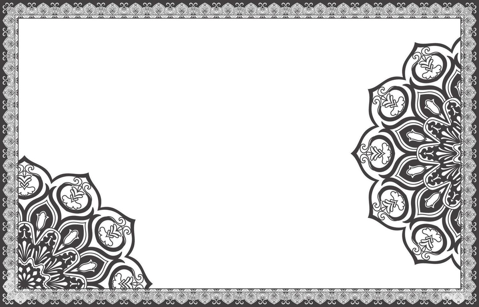 abstract vintage border pattern decorated with mandalas vector