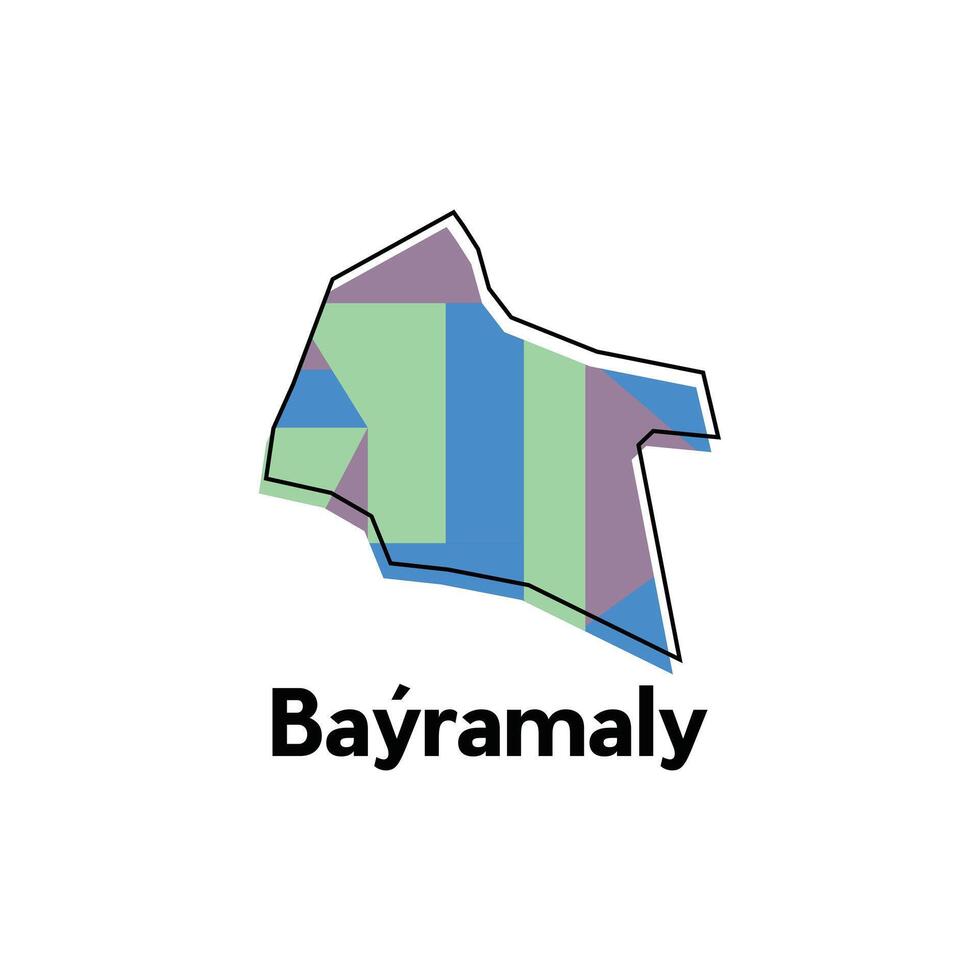 Map of Bayramaly Geometric modern design template, national borders and important cities illustration vector