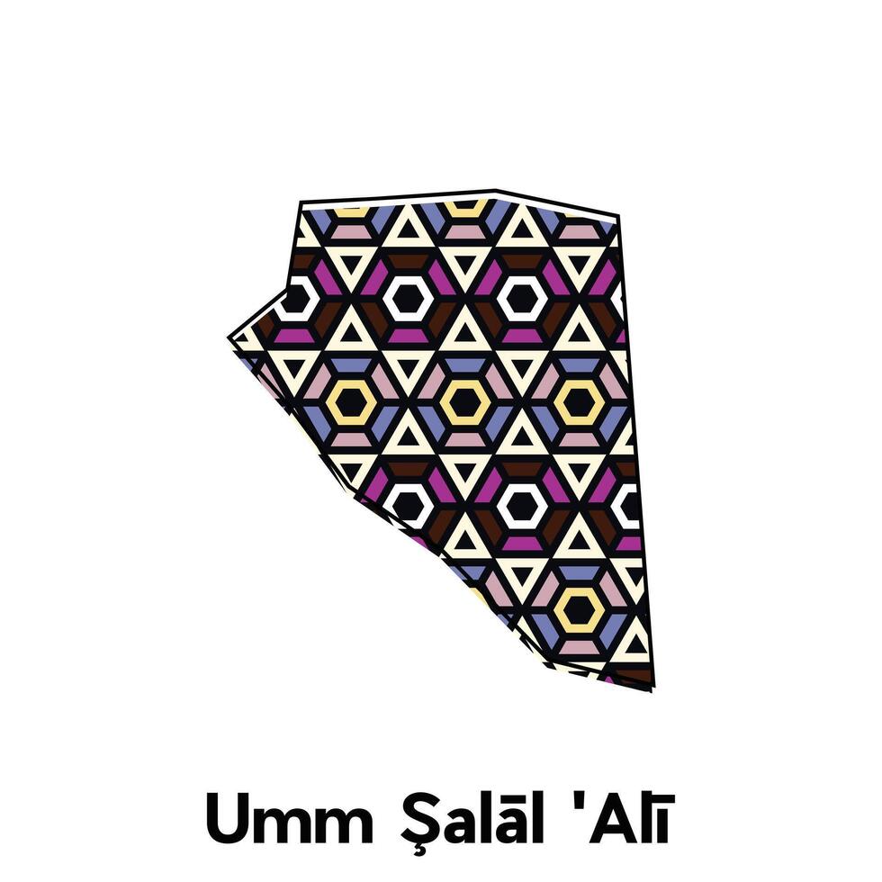 map City of Umm Salal Ali , national borders and important cities illustration, map style with polygon colorful design template vector