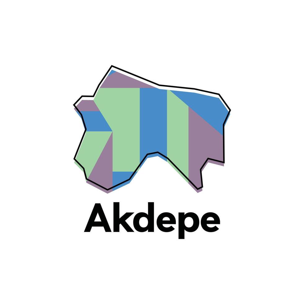 Map of Akdepe Geometric modern design template, national borders and important cities illustration vector