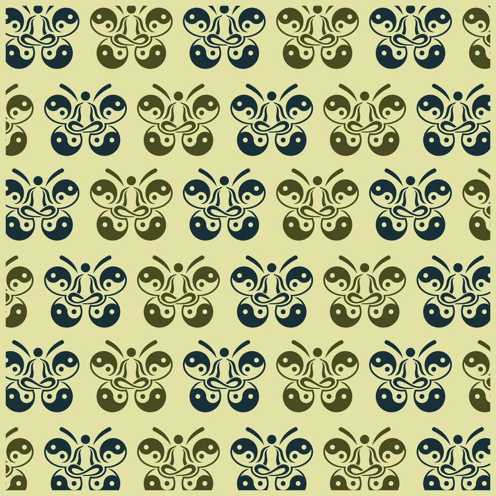 Yoga Butterfly with Yin Yang flat design background with decorative abstract design, seamless pattern background illustration vector