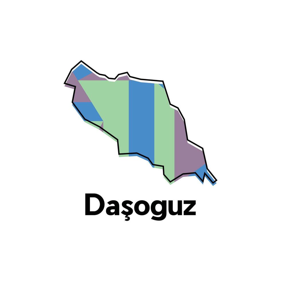 Map of Dasoguz Geometric modern design template, national borders and important cities illustration vector