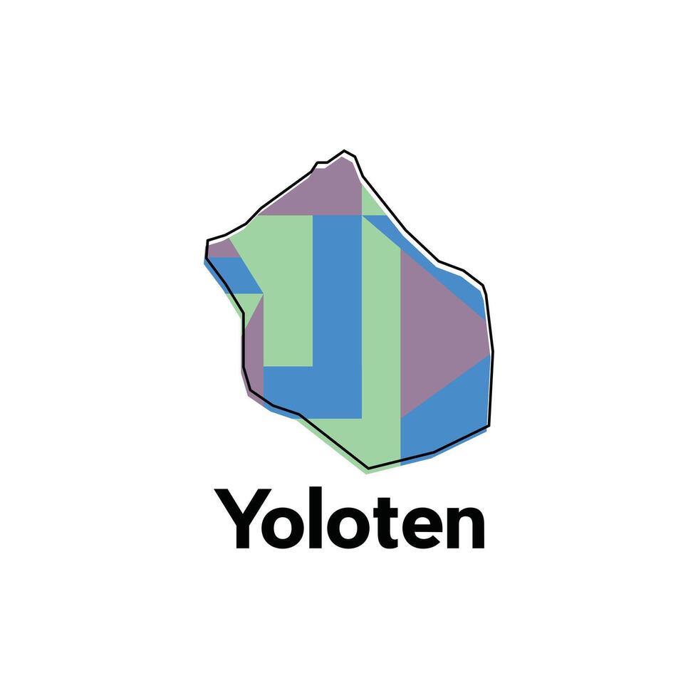 Map of Yoloten Geometric modern design template, national borders and important cities illustration vector