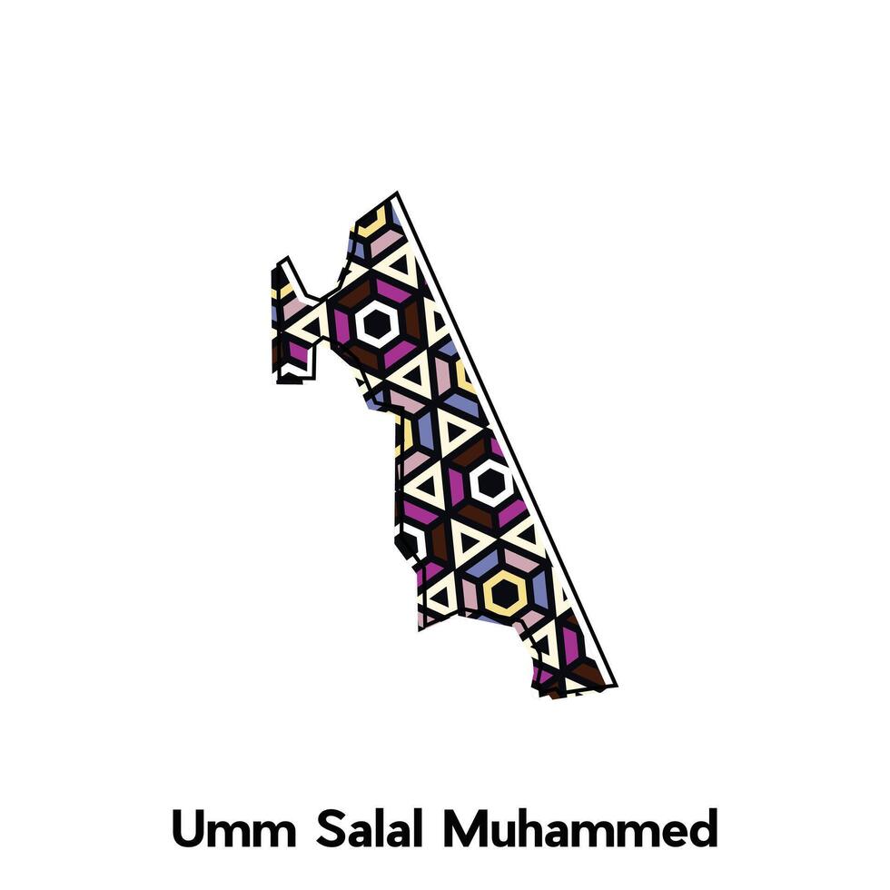 map City of Umm Salal Muhammed , national borders and important cities illustration, map style with polygon colorful design template vector