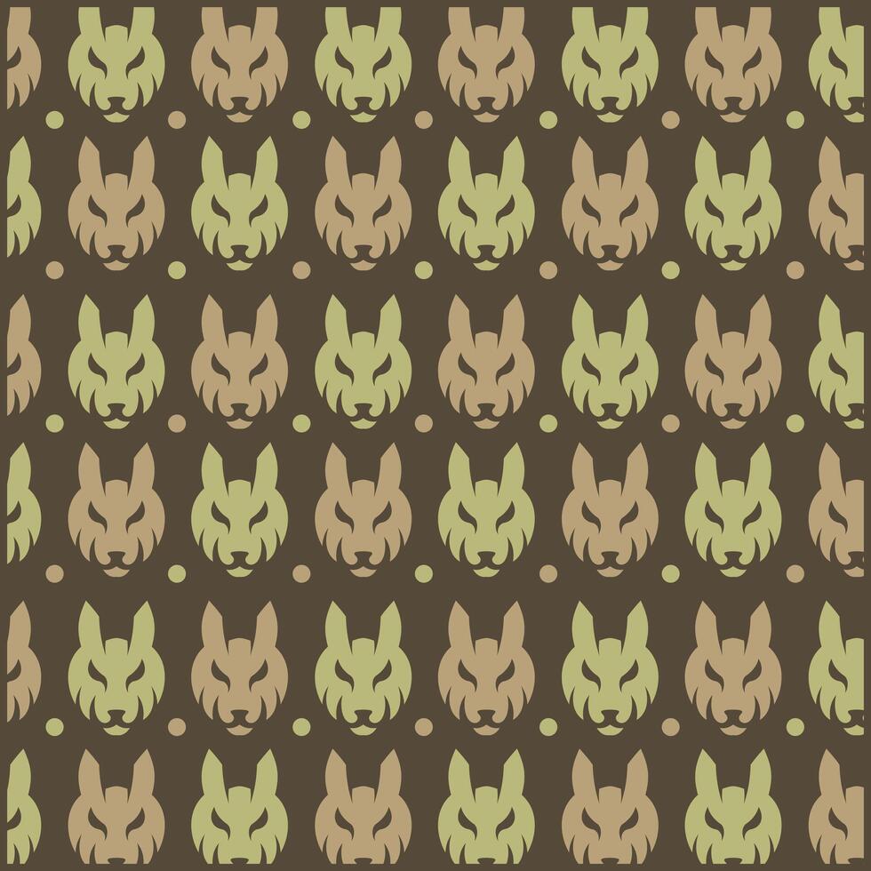 Wolf Head flat design background with decorative abstract design, seamless pattern background illustration vector